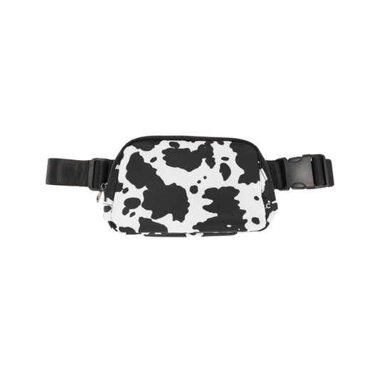 Black Cow Print Belt Bag