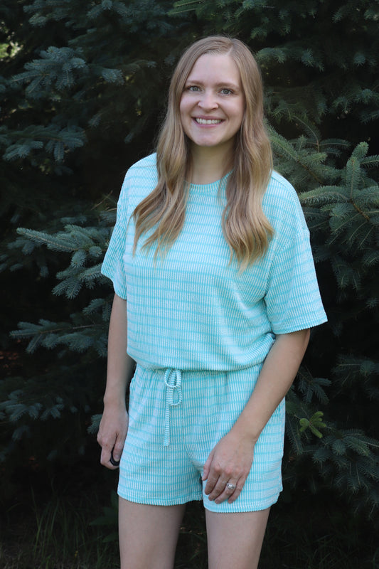 Aqua Urban Ribbed Striped Set