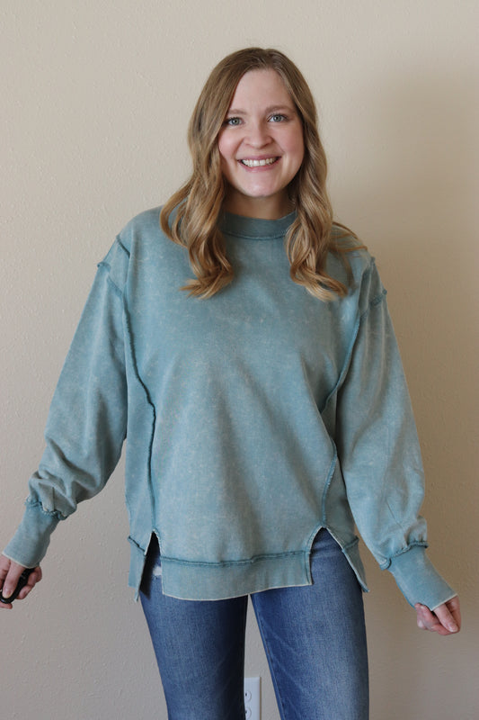 Ash Blue Washed Sweatshirt
