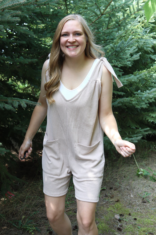 Beige Urban Ribbed Romper