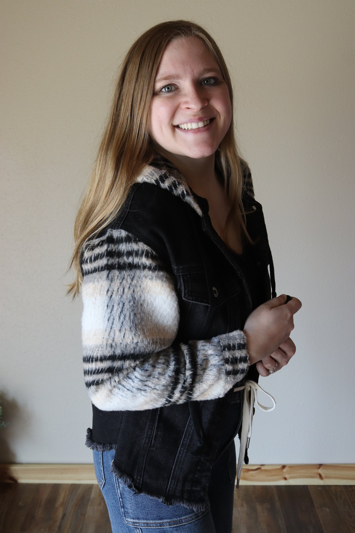 Black Denim Plaid Shacket