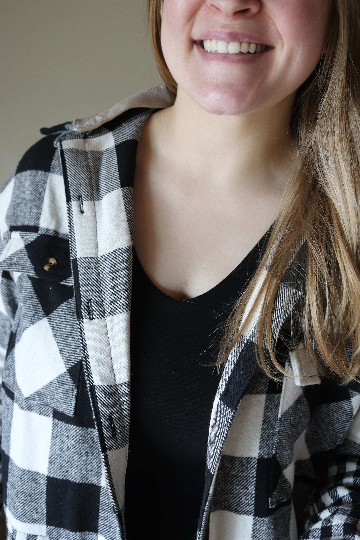 Black Plaid Patchwork Shacket