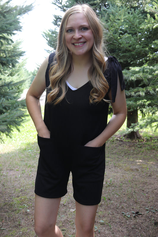 Black Urban Ribbed Romper