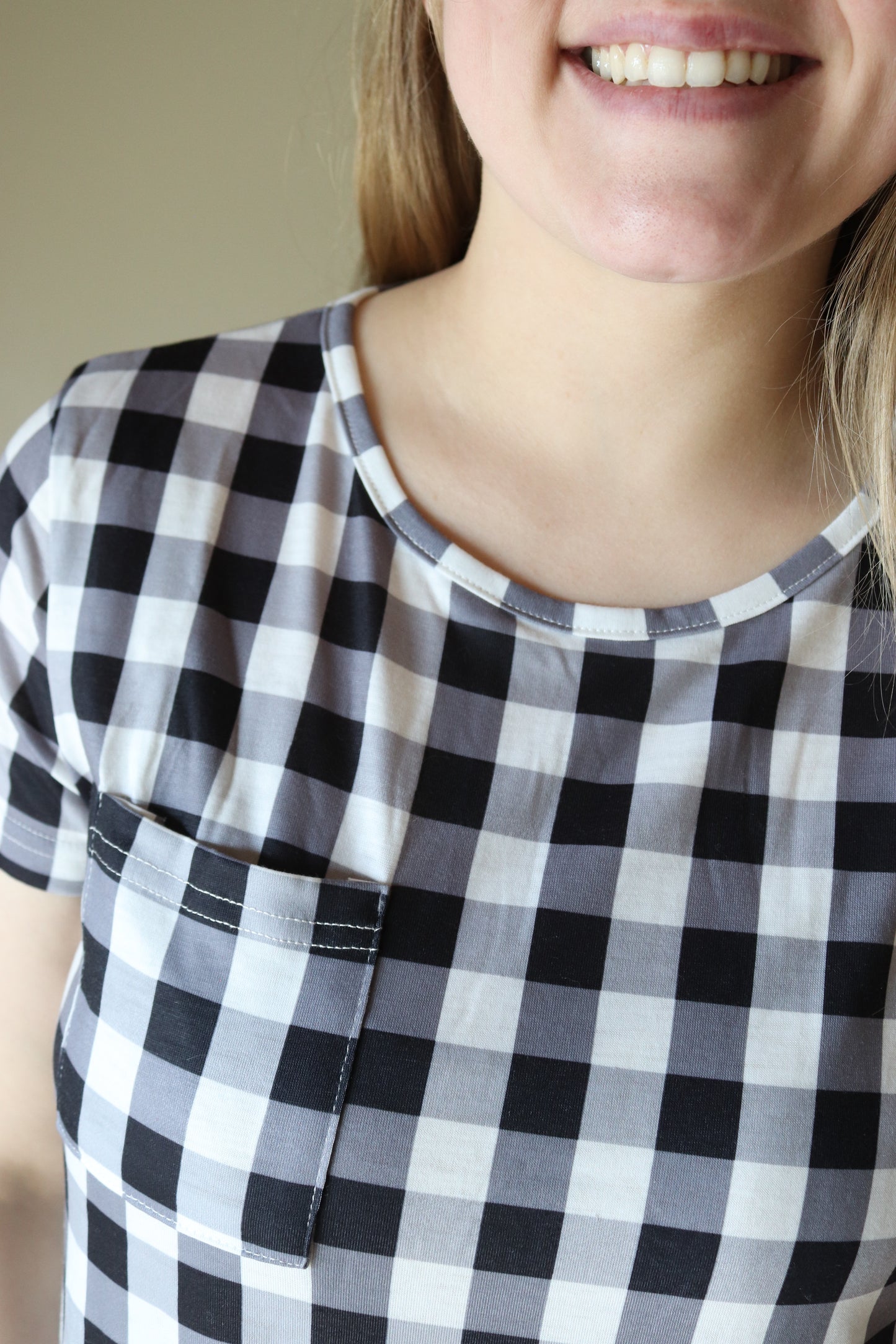 Black and White Gingham T-shirt Dress