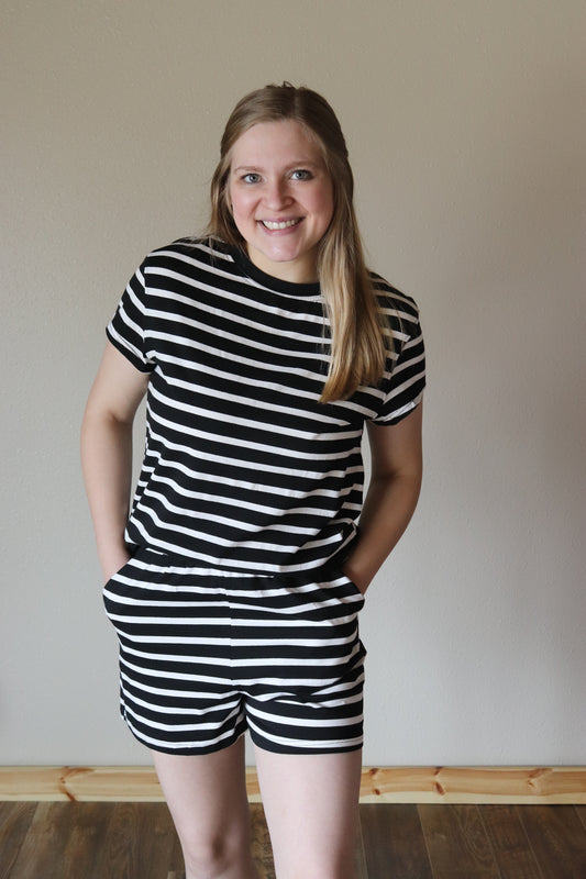 Black and White Striped Set