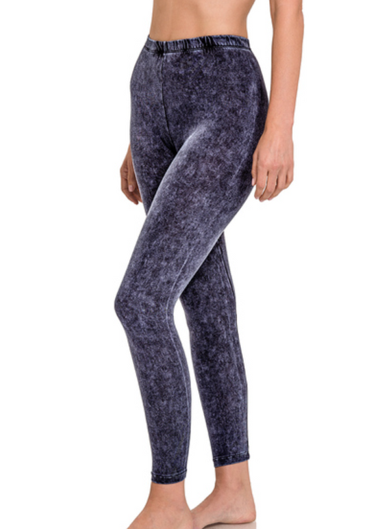 Blue/Gray Mineral Washed Leggings