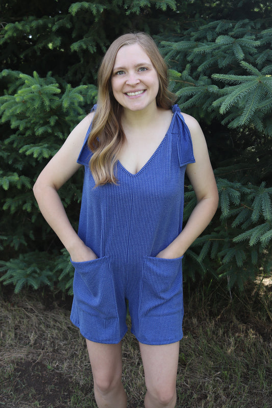 Blue Urban Ribbed Romper