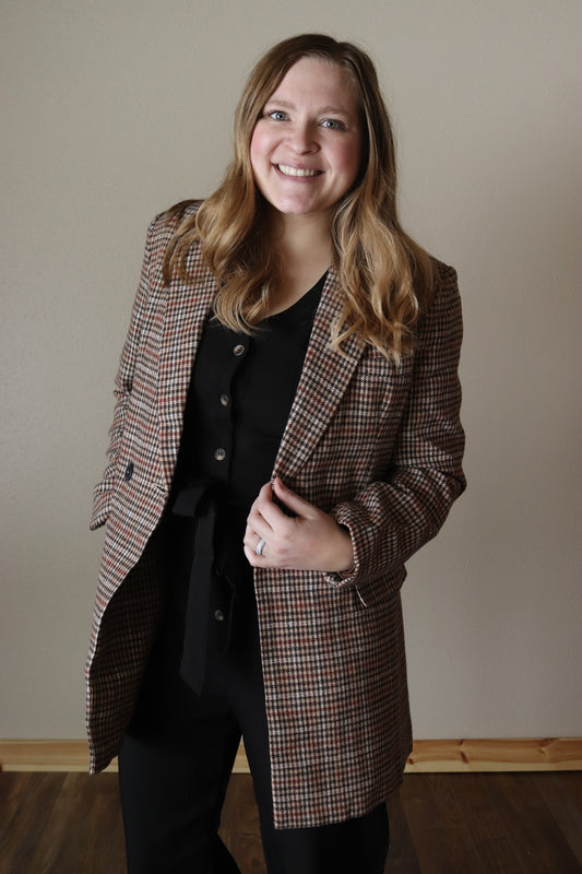 Brown Houndstooth Blazer