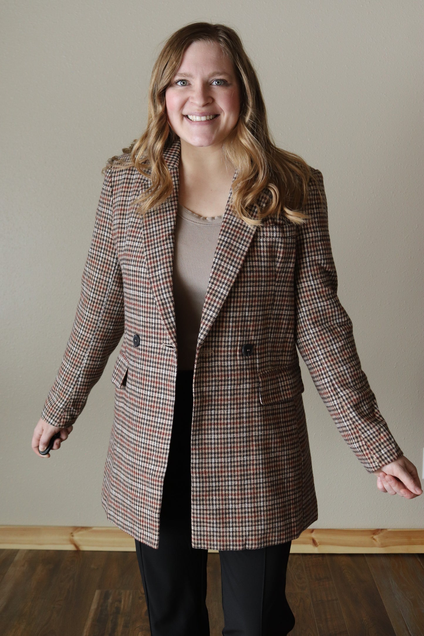 Brown Houndstooth Blazer