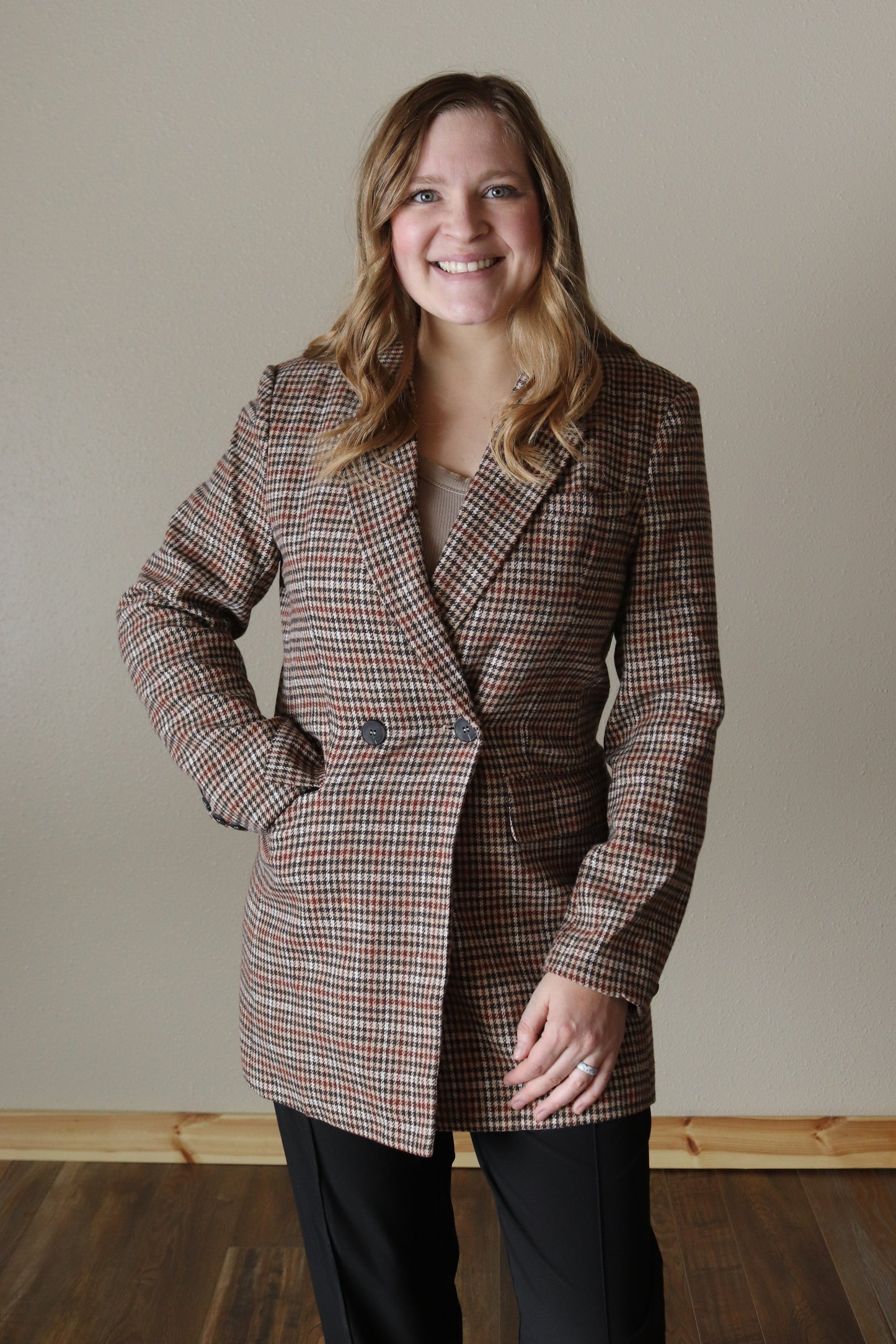Brown Houndstooth Blazer