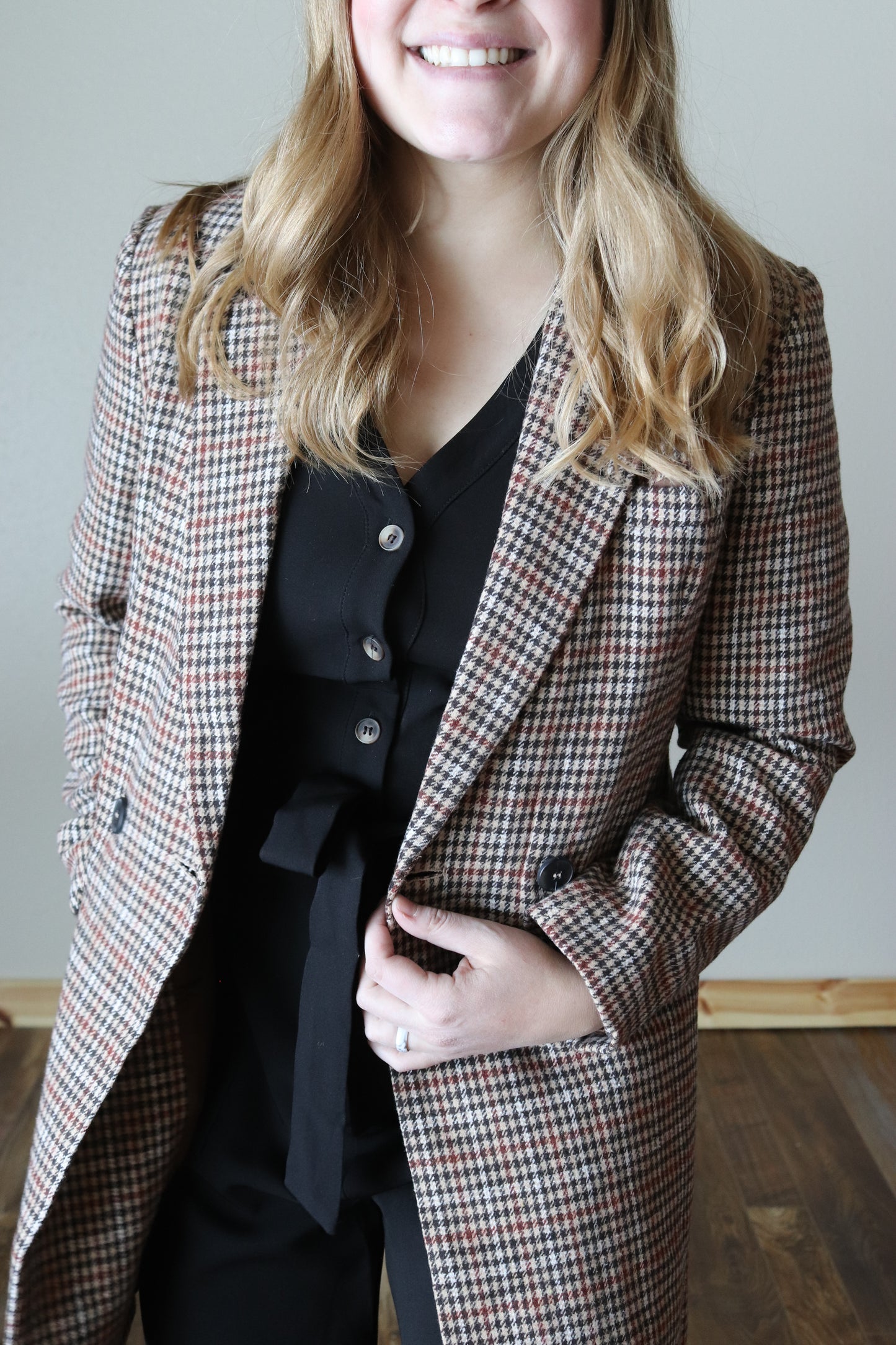 Brown Houndstooth Blazer