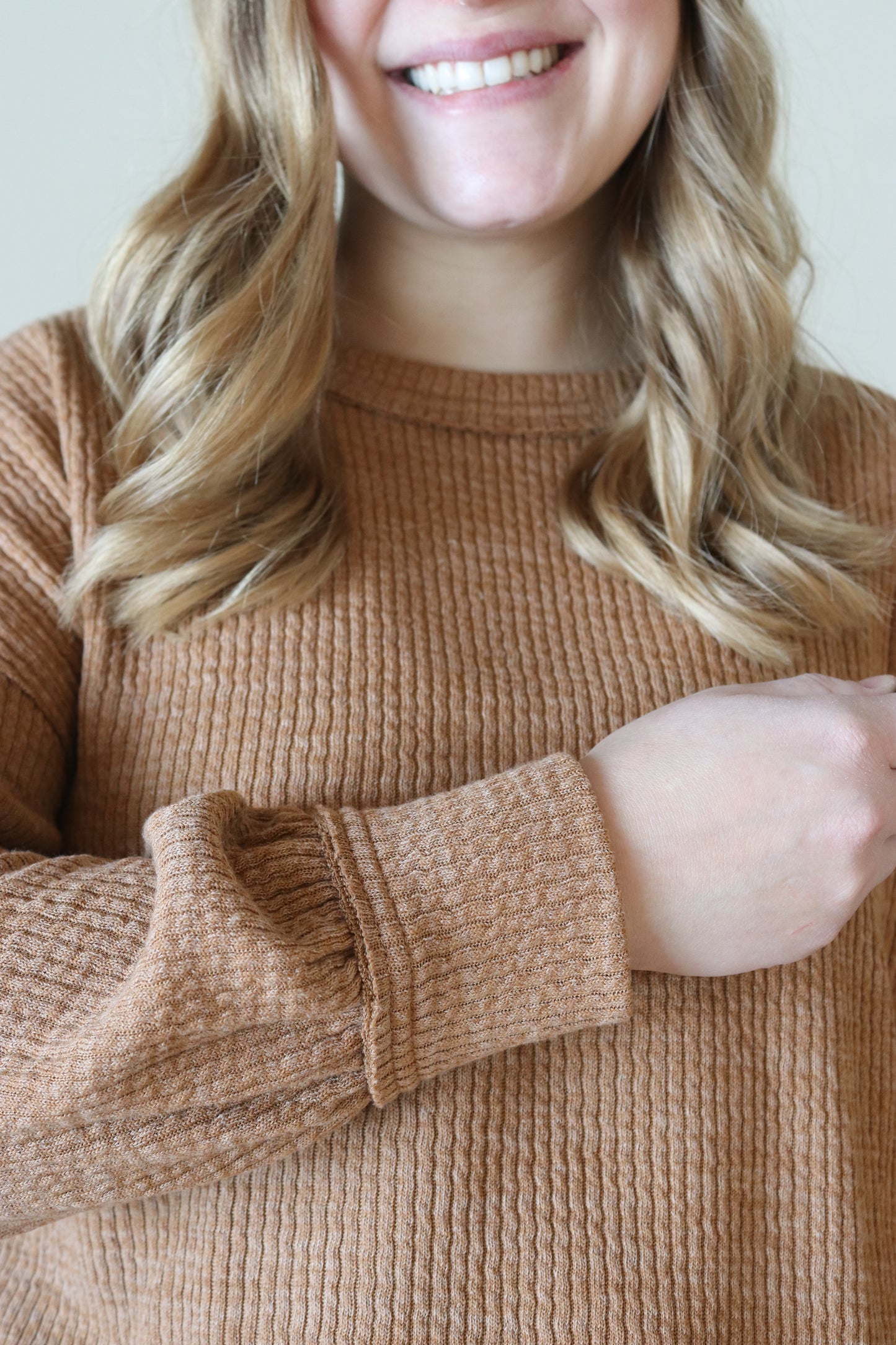 Brown Waffle Knit Top