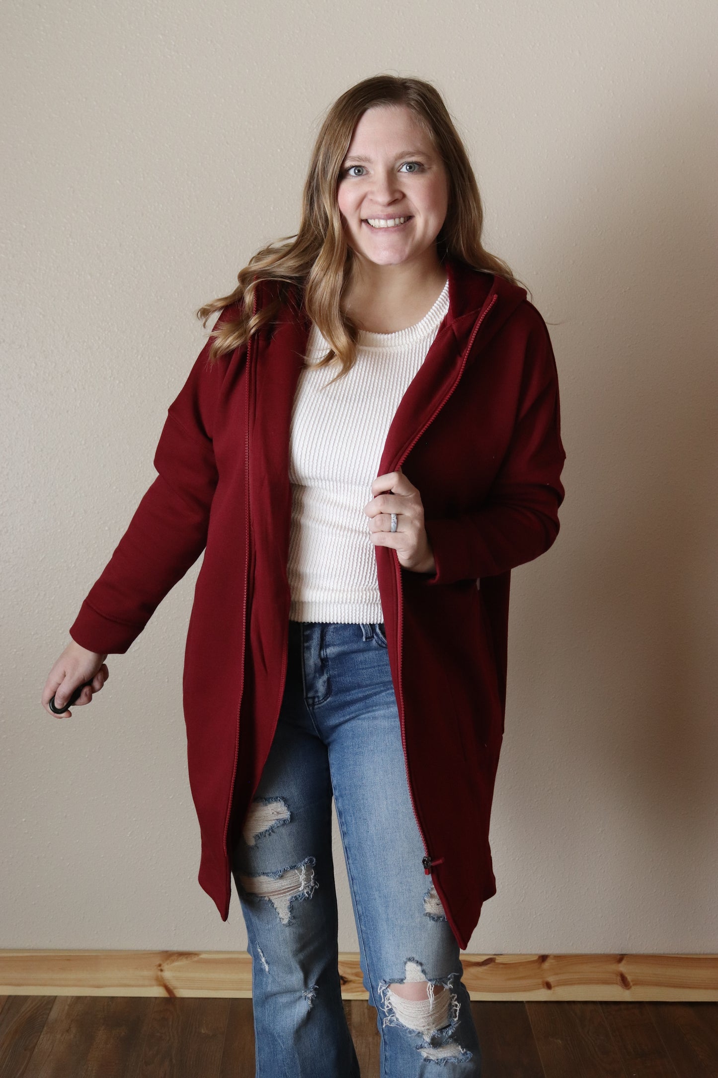Burgundy Hooded Jacket