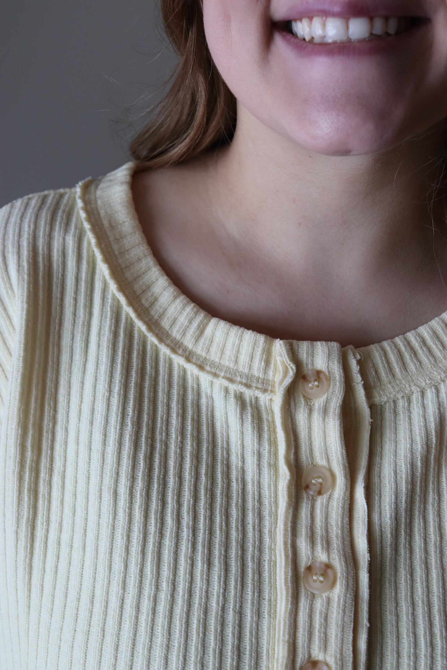 Butter Yellow Ribbed Henley