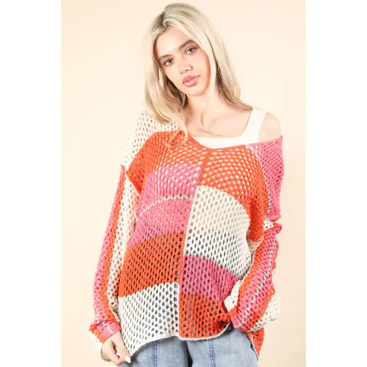 Oversized Mango Colorblock Knit Sweater