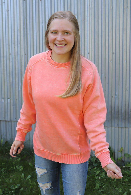 Coral Washed Sweatshirt