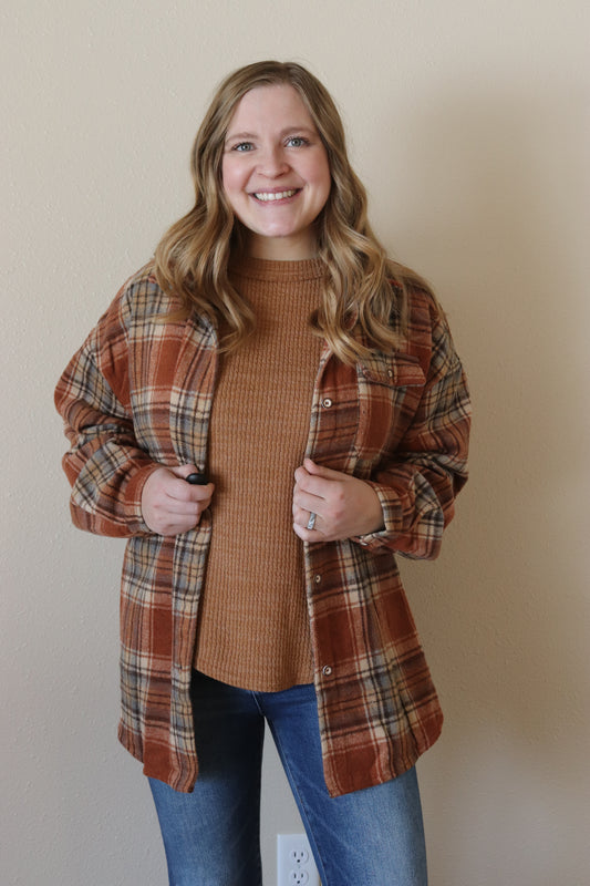 Rust and Cream Plaid Shacket