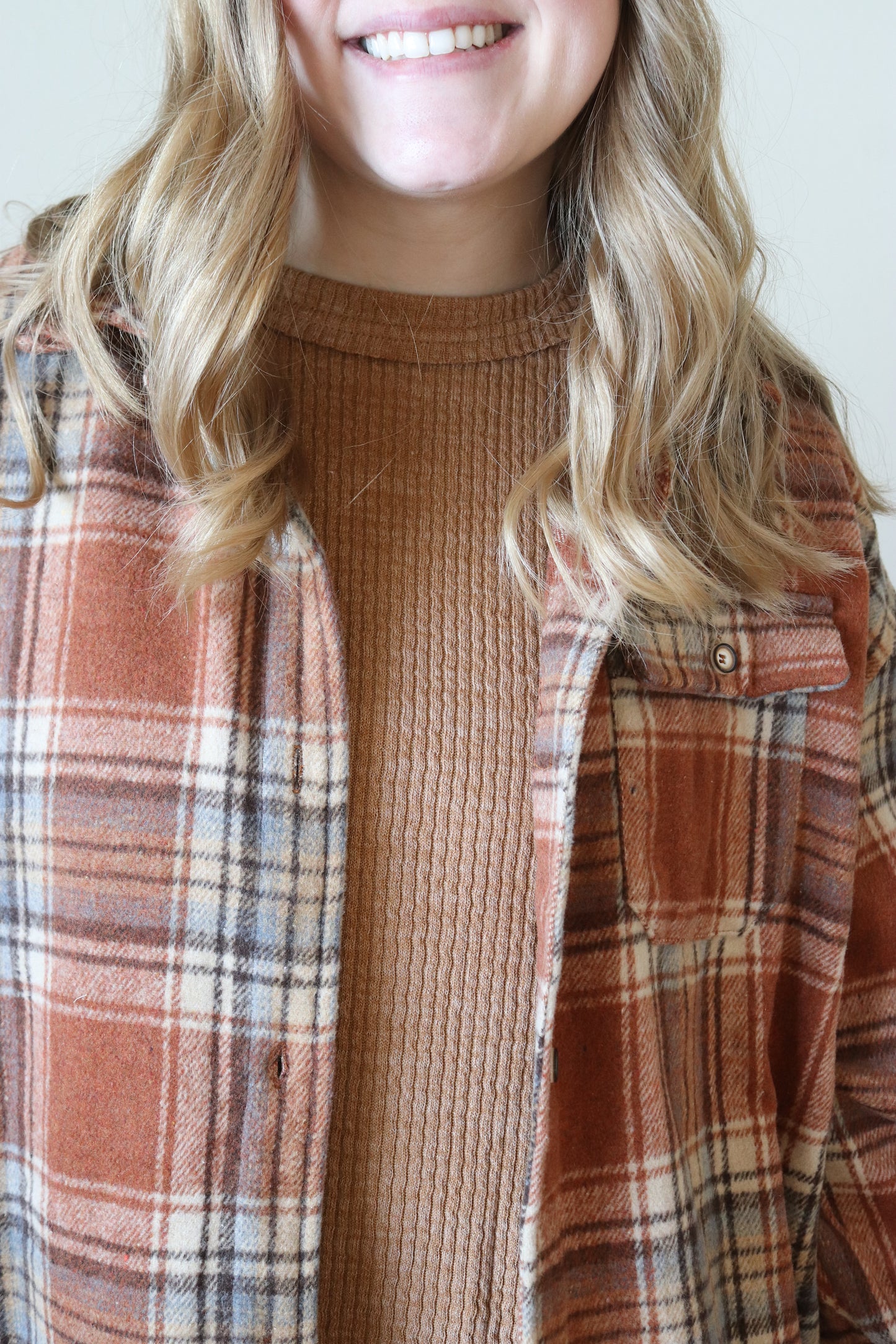 Rust and Cream Plaid Shacket