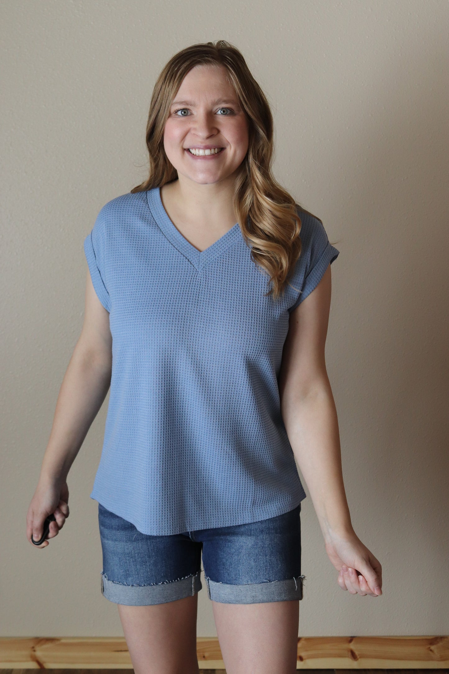 Denim Thermal Knit Top