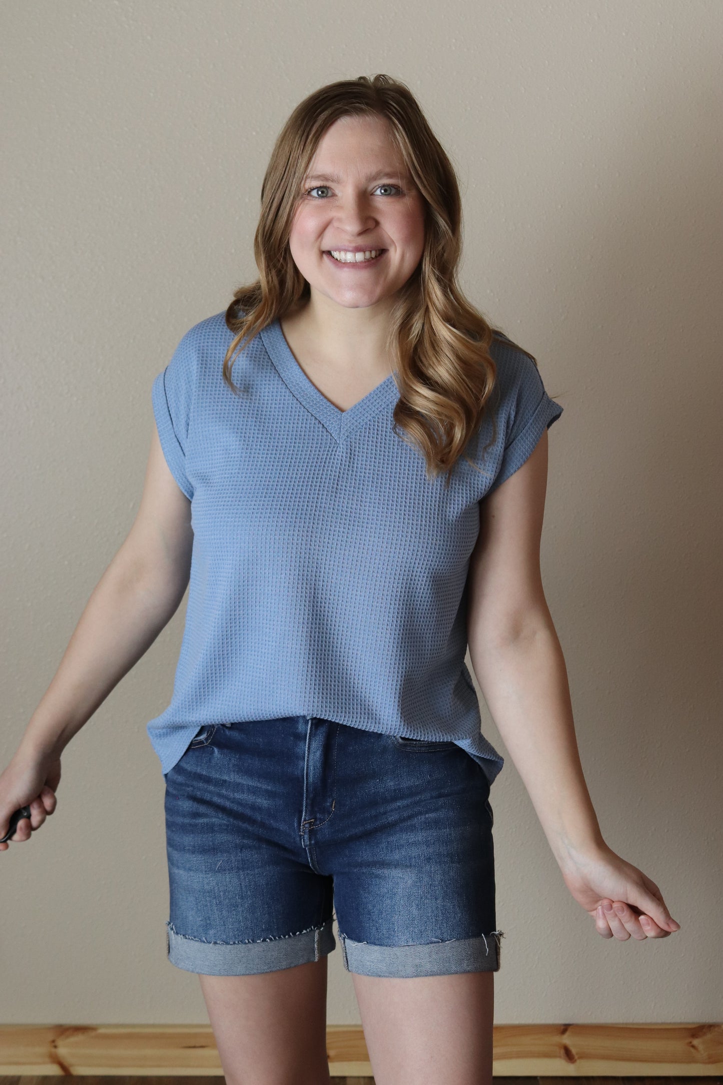Denim Thermal Knit Top