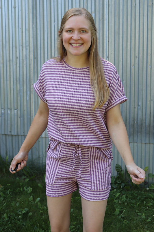 Dusty Lavender Striped Set