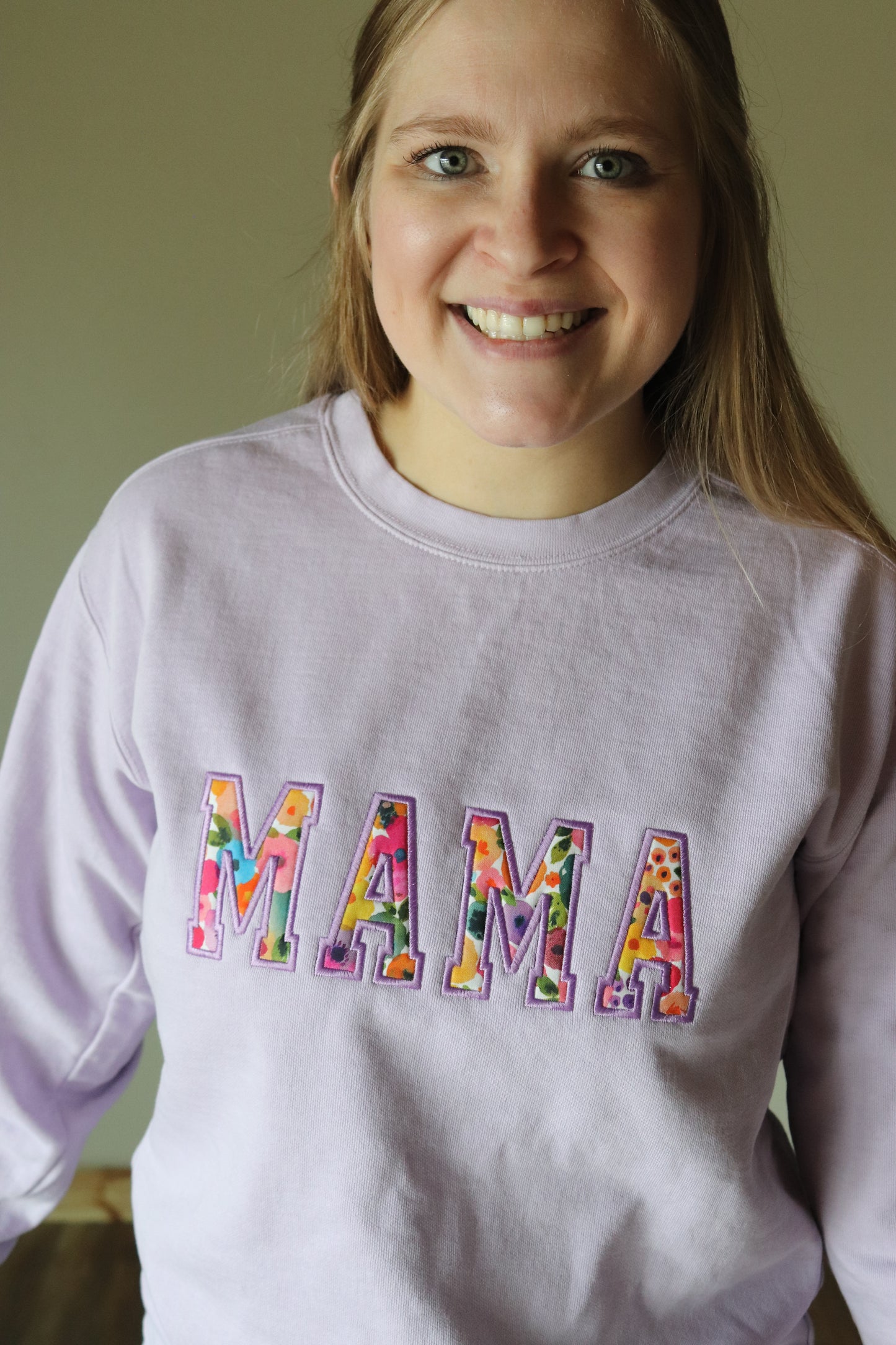 Embroidered Mama Sweatshirt (Watercolor Floral)