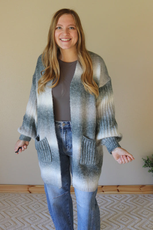 Gray Ombre Knit Cardigan