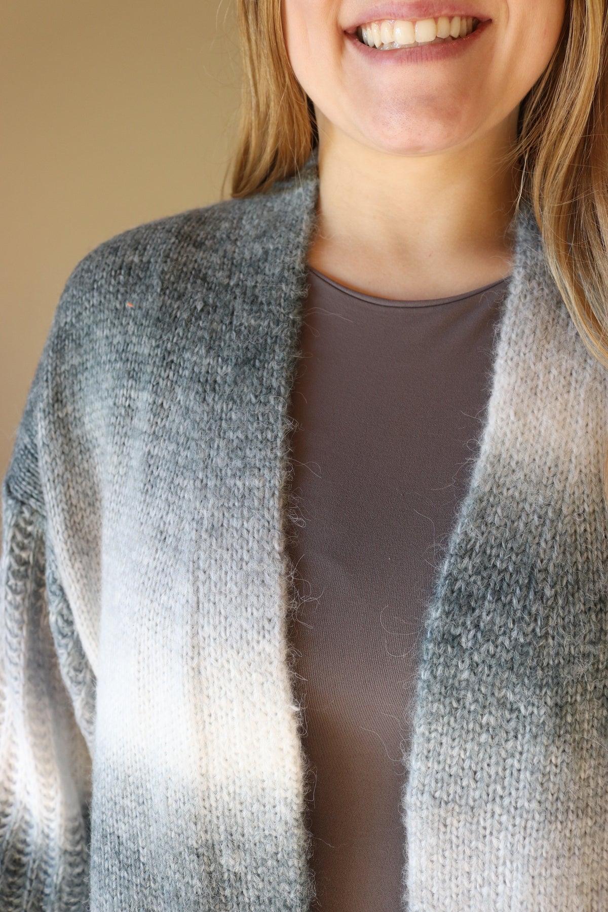Gray Ombre Knit Cardigan