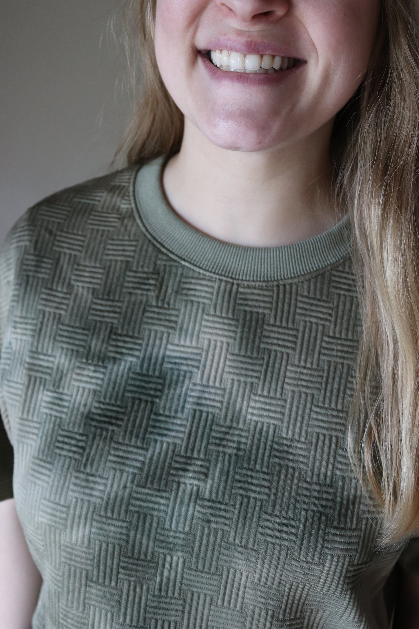 Quilted Olive Washed Top