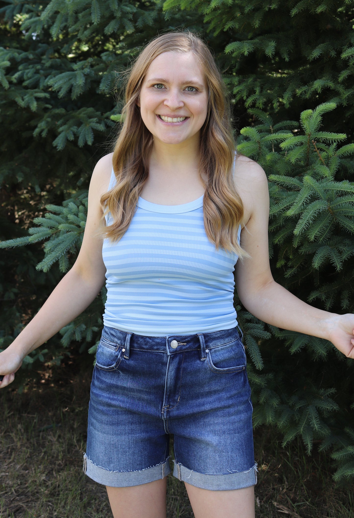 Light Blue Reversible Striped Tank