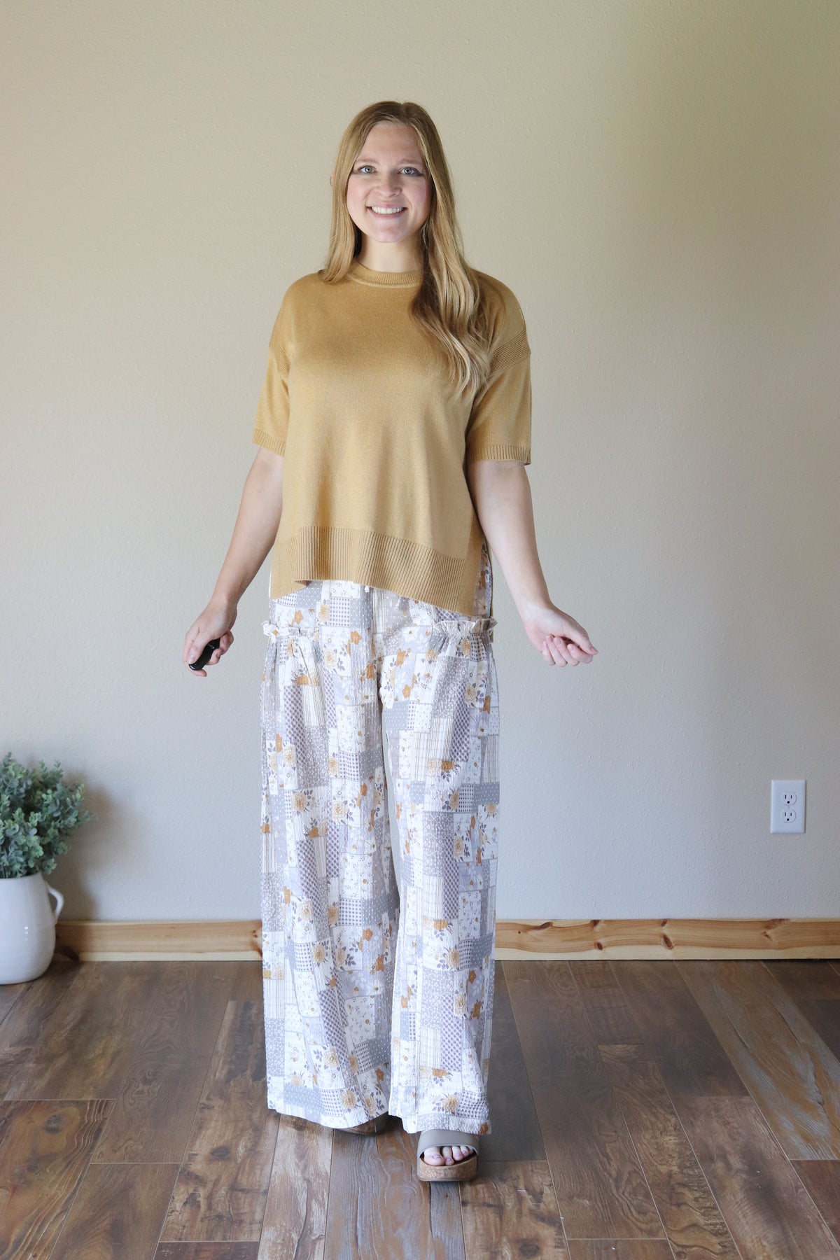 Fall Patchwork Wide Leg Pants