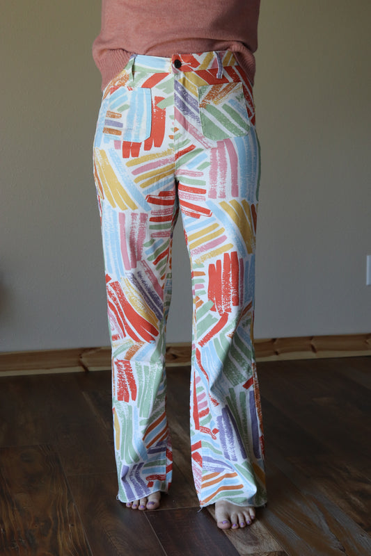 Painted Wide Leg Jeans