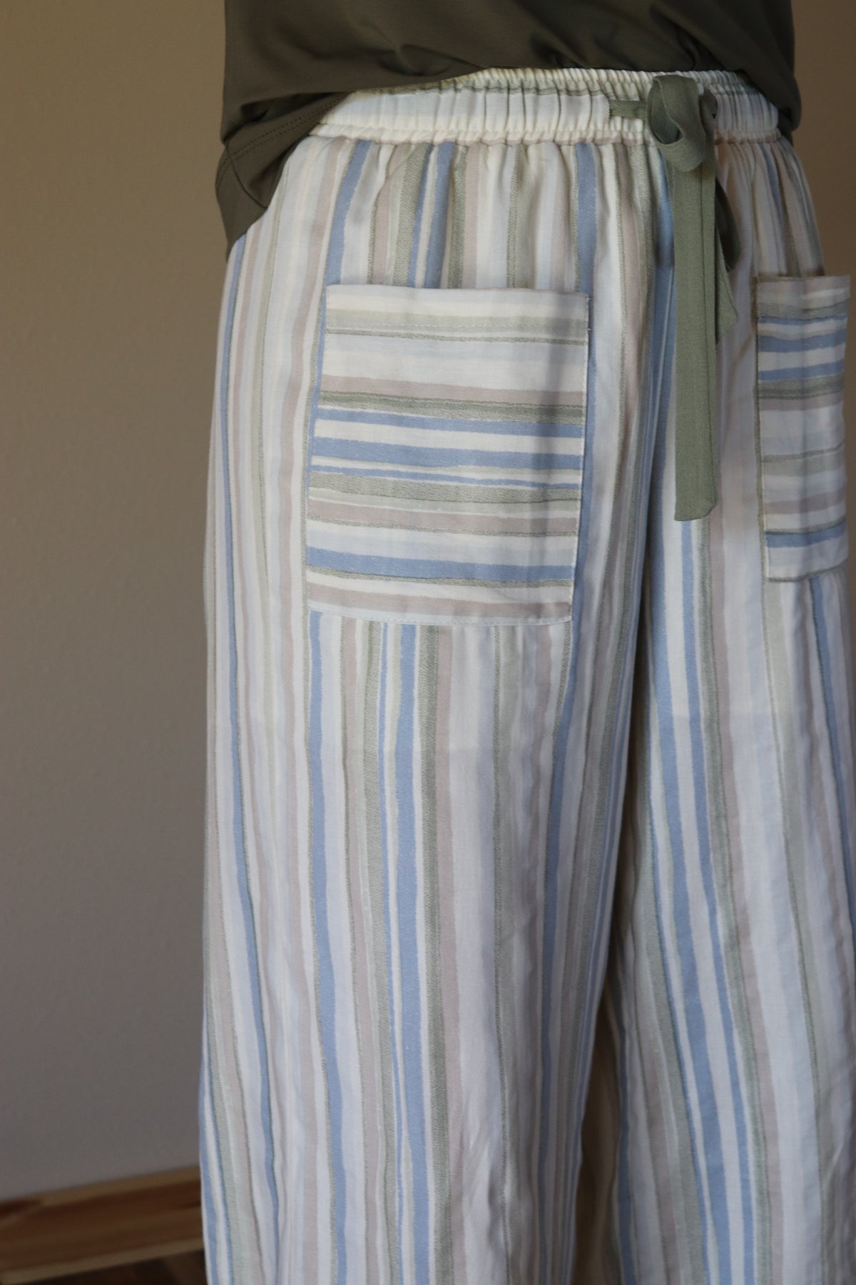 Sage Stripe Wide Leg Pants