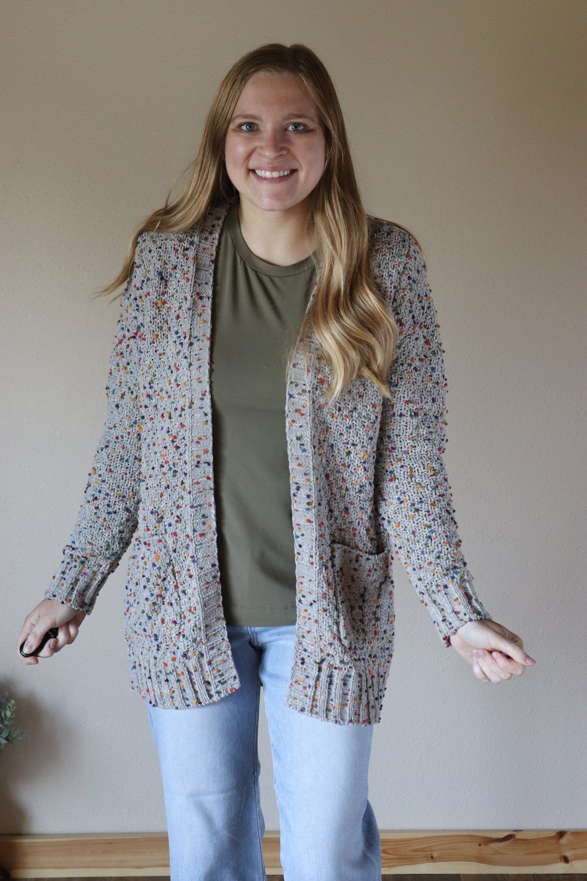 Multicolor Popcorn Cardigan