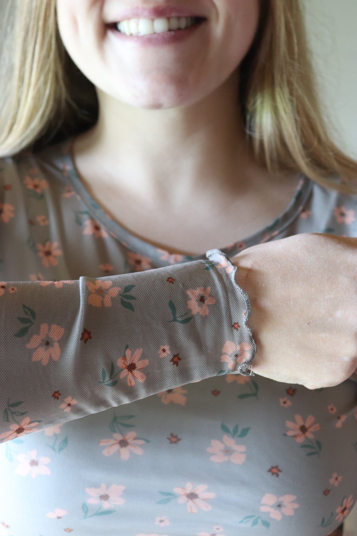 Olive Vintage Floral Mesh