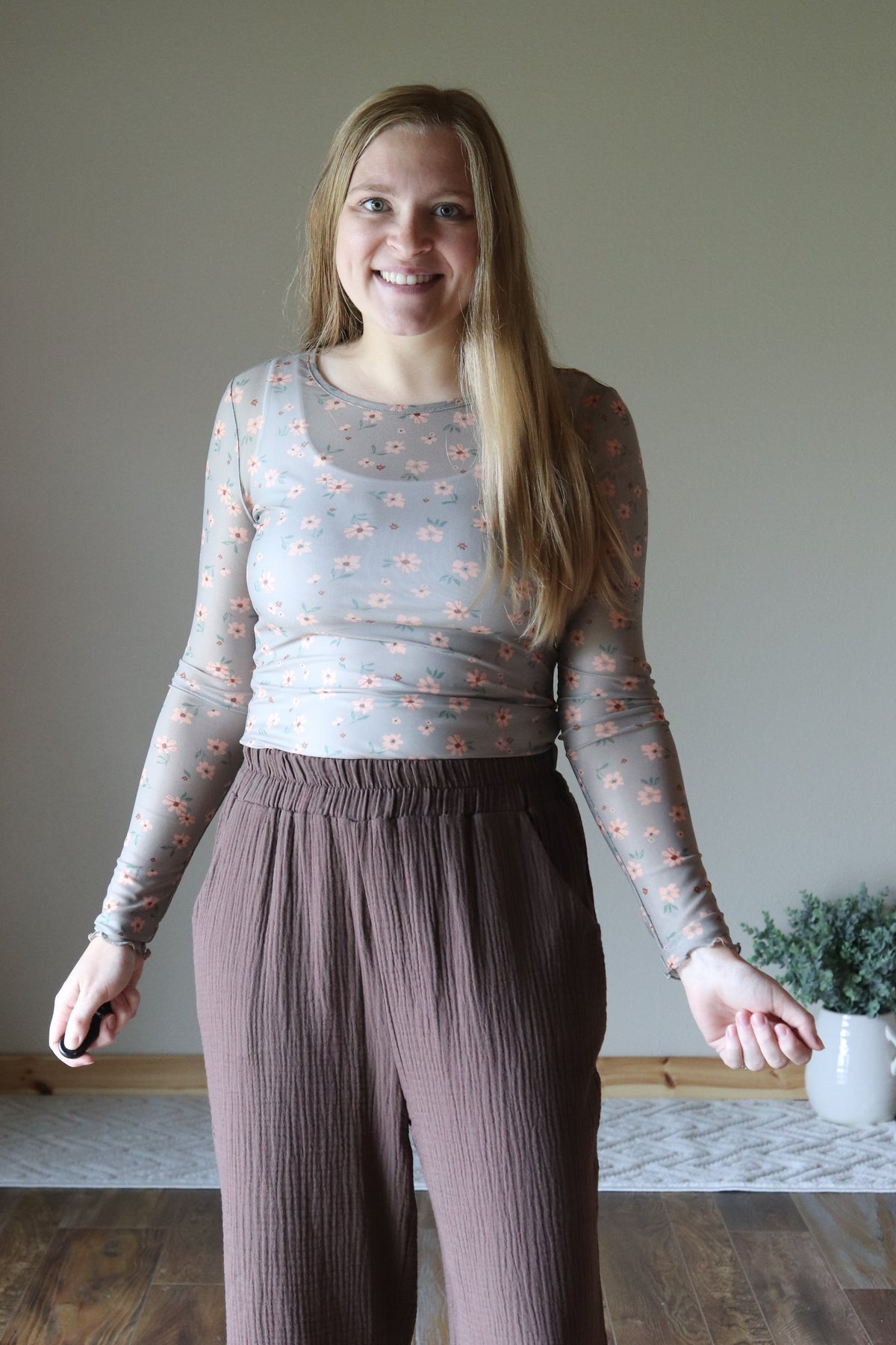 Olive Vintage Floral Mesh