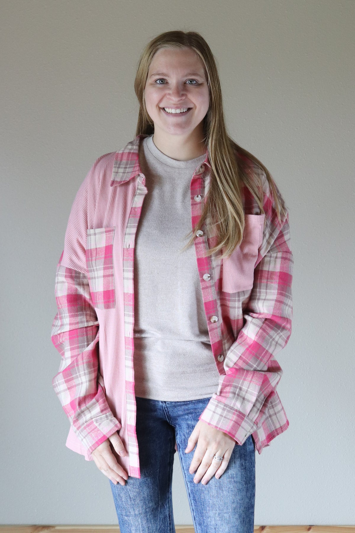 PLUS: Pink Aztec Shacket