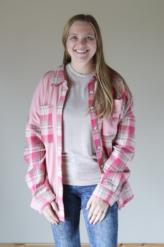 PLUS: Pink Aztec Shacket