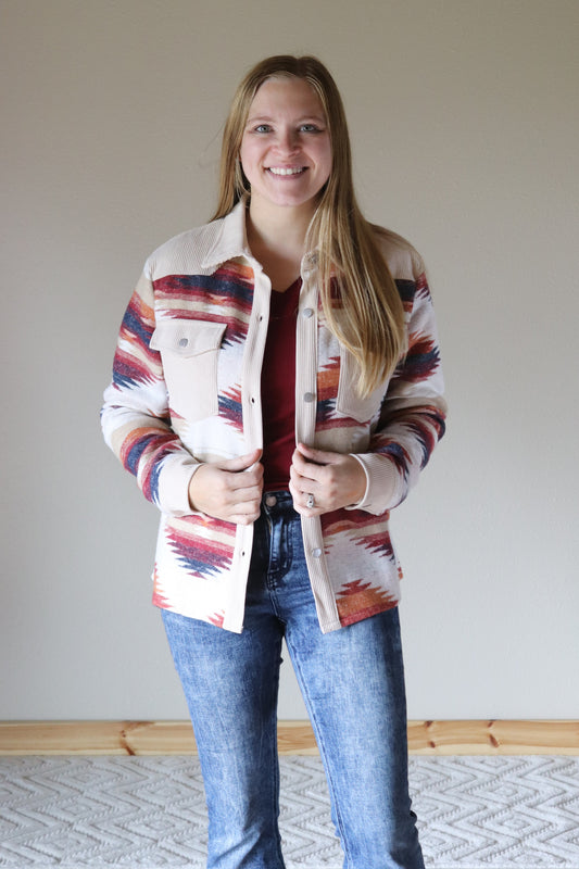 Maroon Aztec Shacket