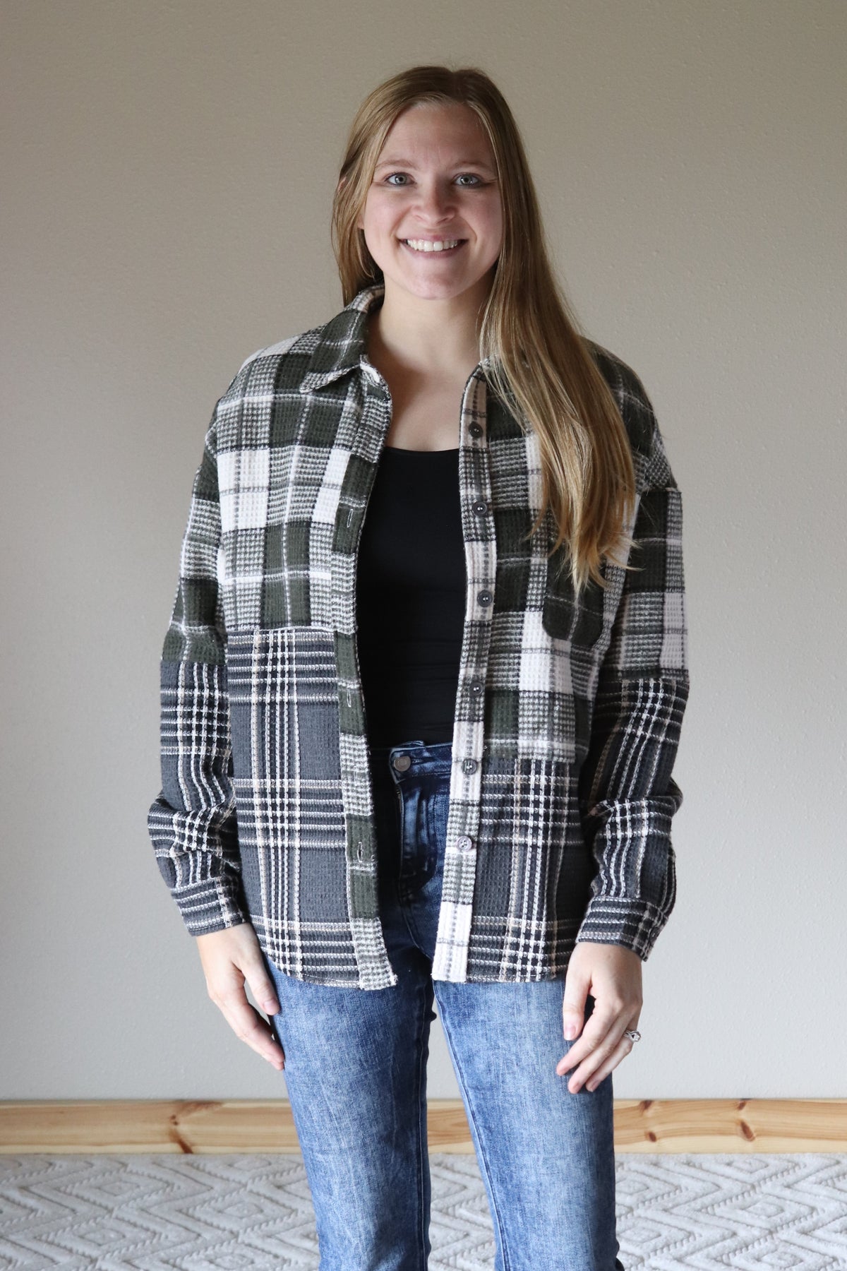 Olive Plaid Shacket