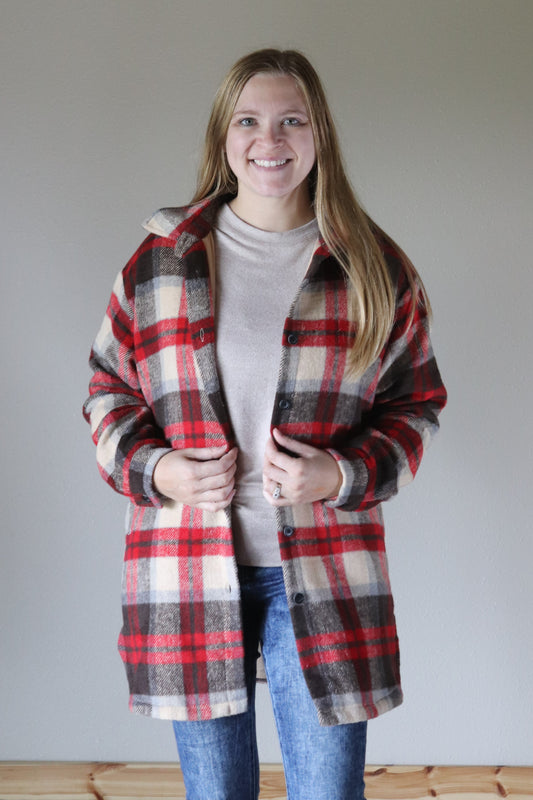 Red/Brown Plaid Shacket