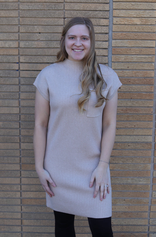 Oatmeal Knit Sweater Dress