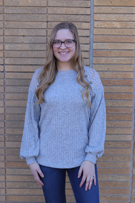 Gray Lace Long Sleeve