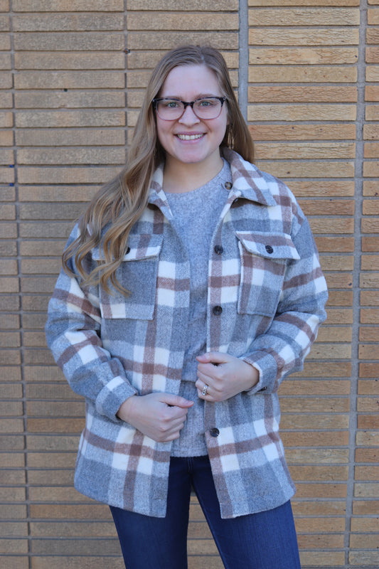 Shades of Gray Plaid Shacket