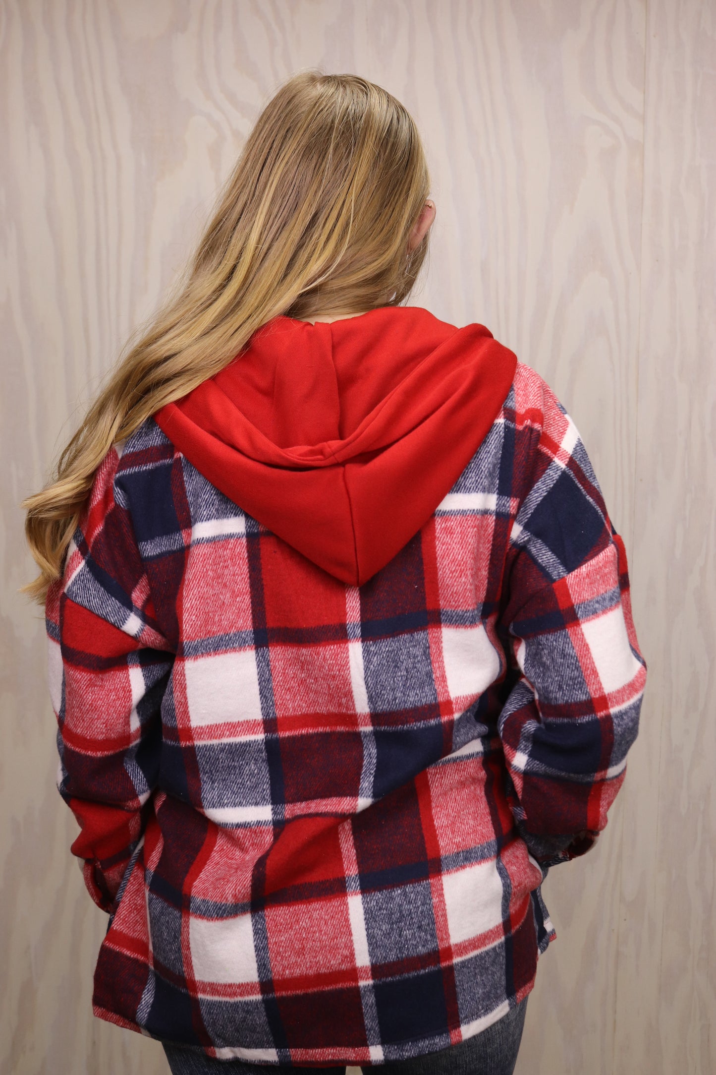 Red White and Blue Plaid Shacket