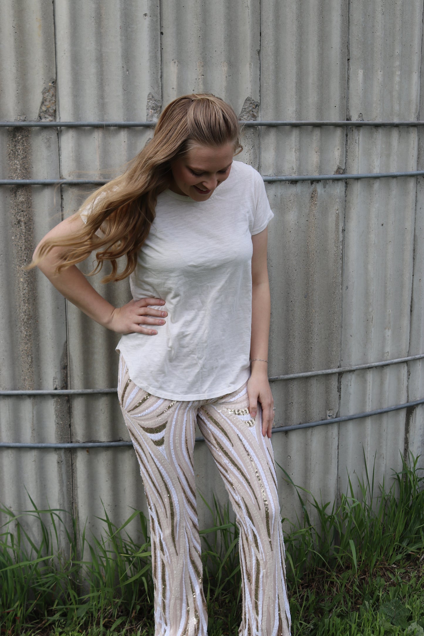 Gold Sequin Flares