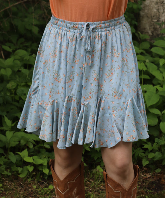Powder Blue Floral Skirt