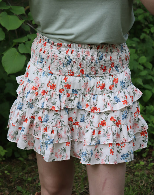 Cream Floral Skirt