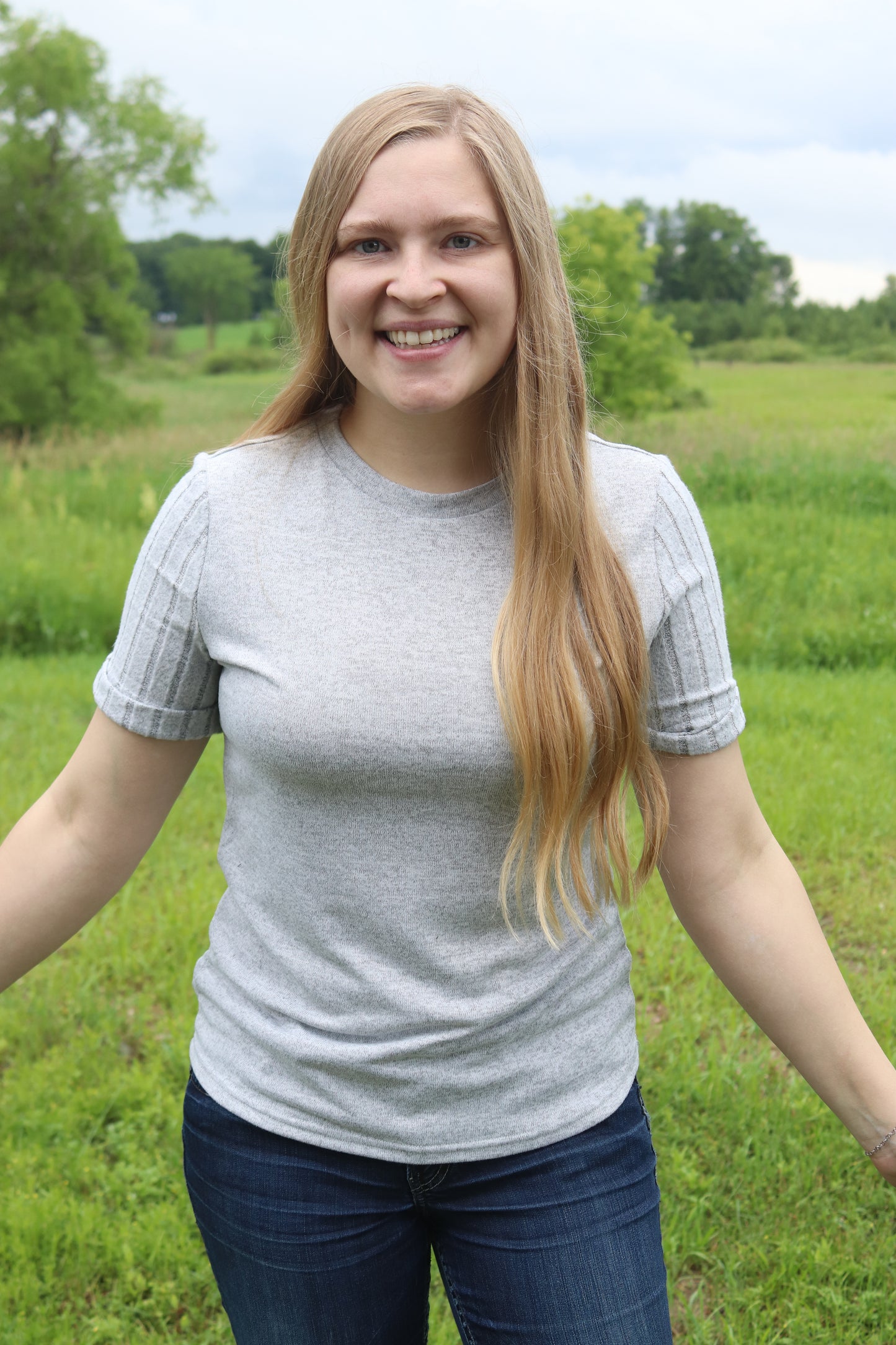 Gray Ribbed Tee