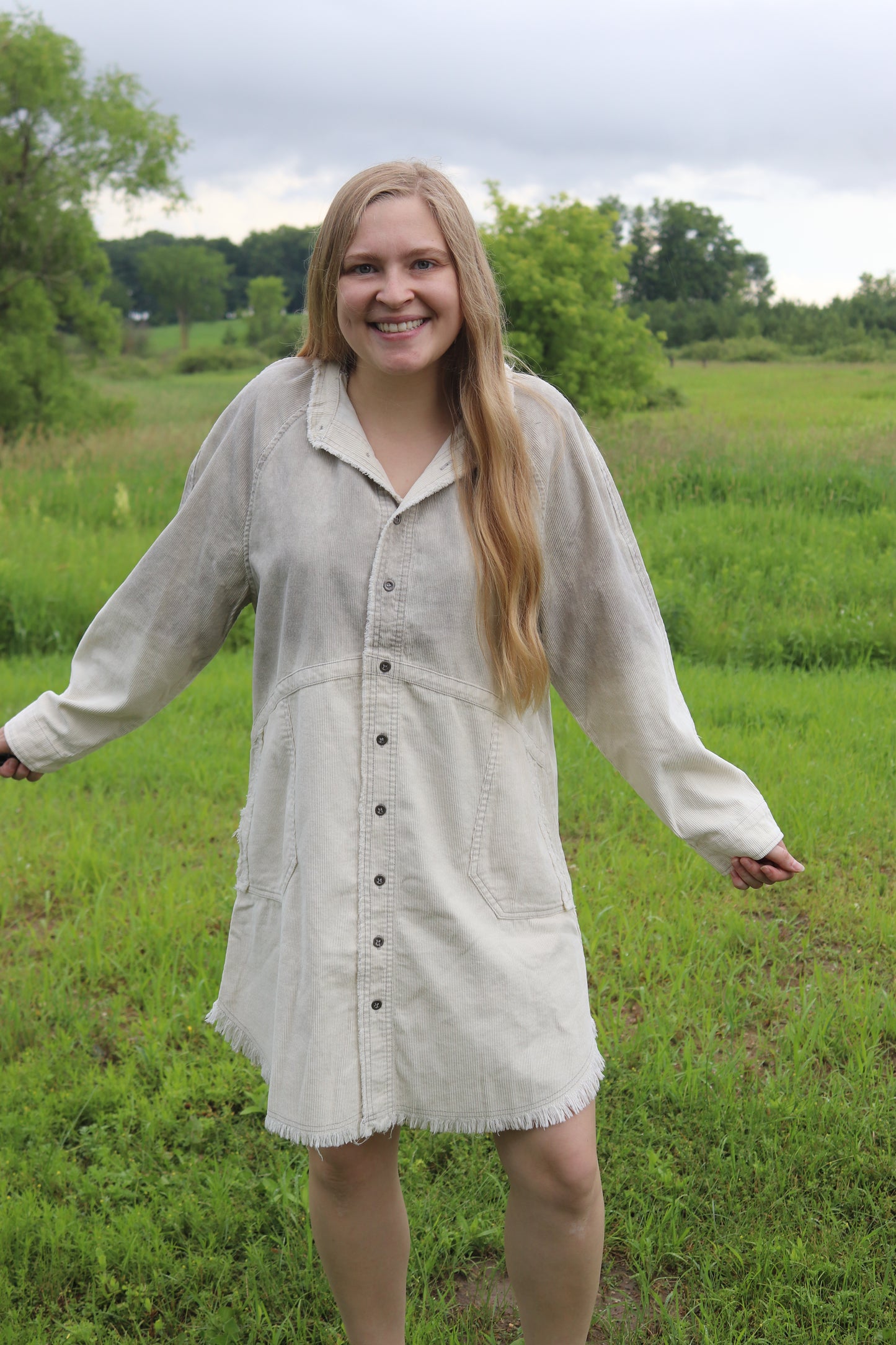 Gray Ombre Corduroy Dress